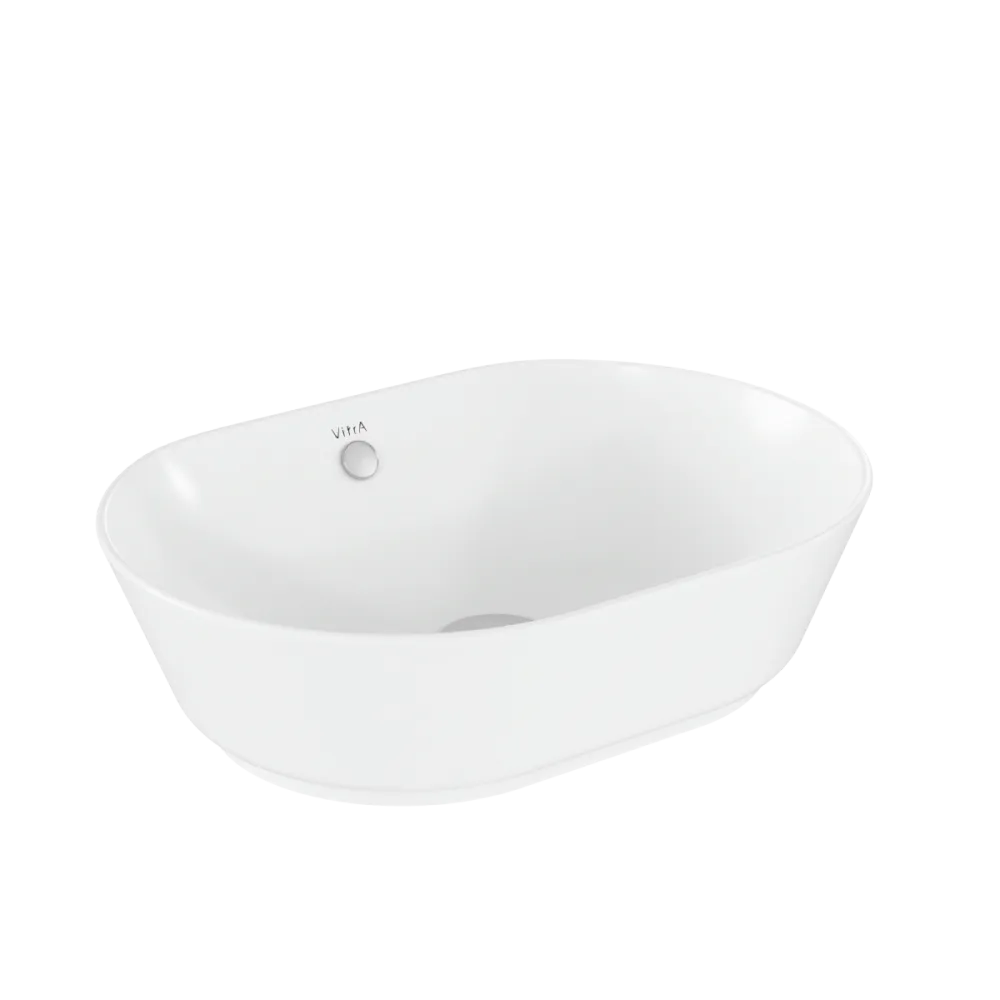 Раковина чаша VitrA Geo, 55 x 40 см, накладная, белая, антибактериальное покрытие Hygiene, белый