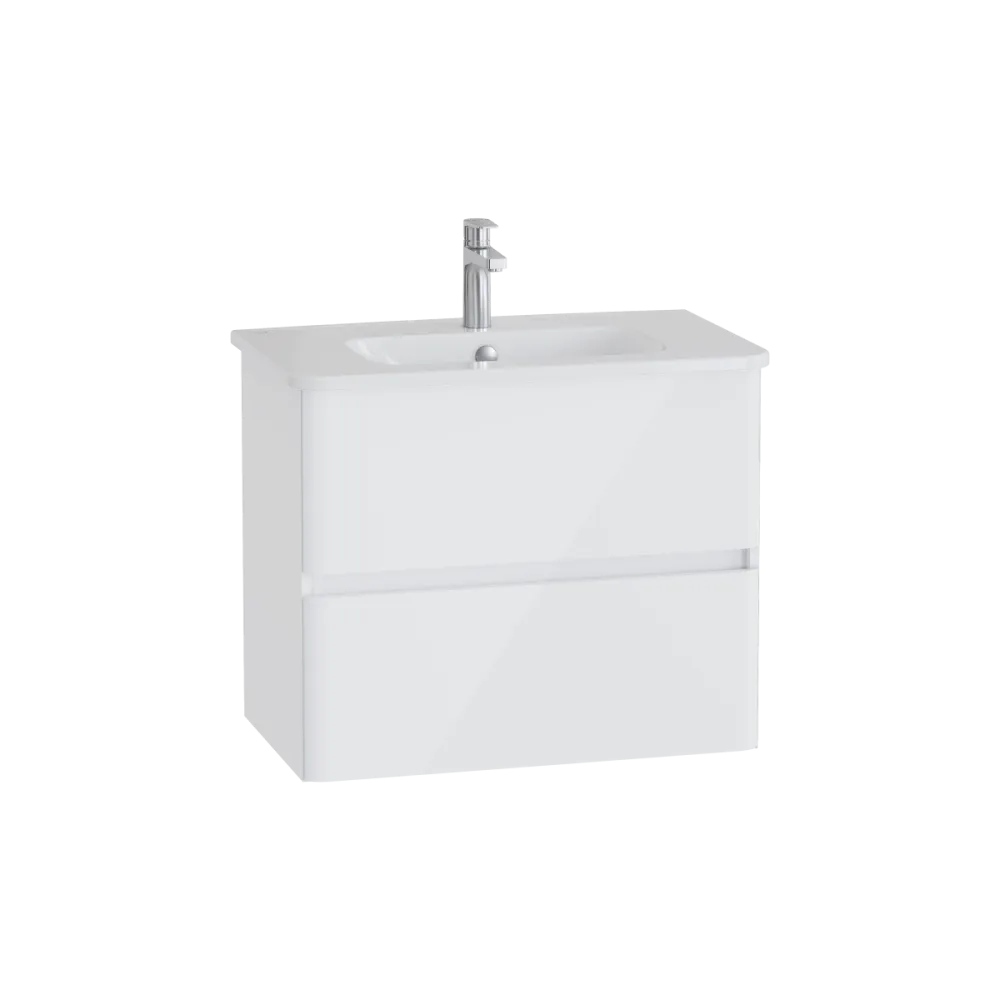 Тумба с раковиной для ванной VitrA Mia Plus Round, 80 см, глянцевая, белая ДСП