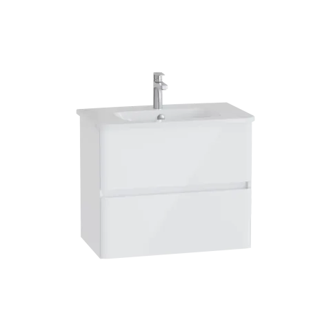 Тумба с раковиной для ванной VitrA Mia Plus Round, 80 см, глянцевая, белая ДСП