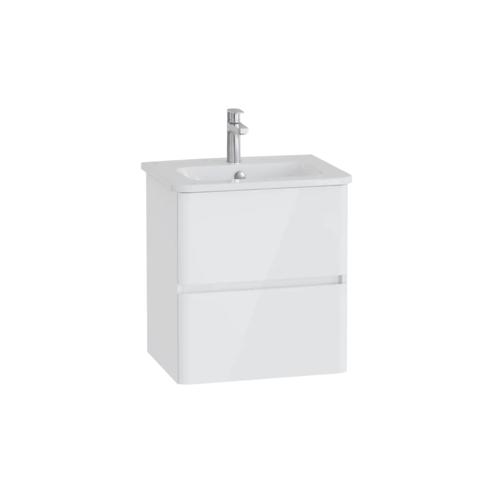 Тумба с раковиной для ванной VitrA Mia Plus Round, 60 см, глянцевая, белая ДСП