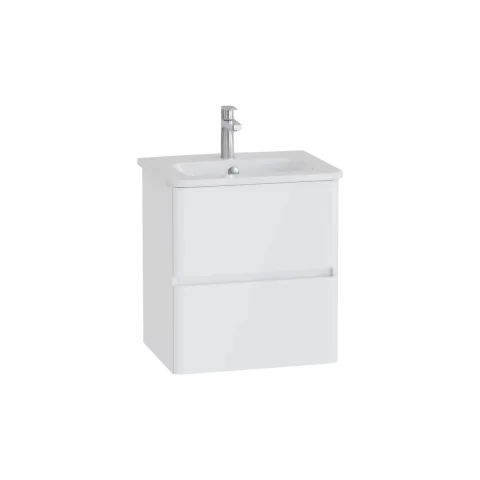 Тумба с раковиной для ванной VitrA Mia Plus Round, 60 см, глянцевая, белая ДСП