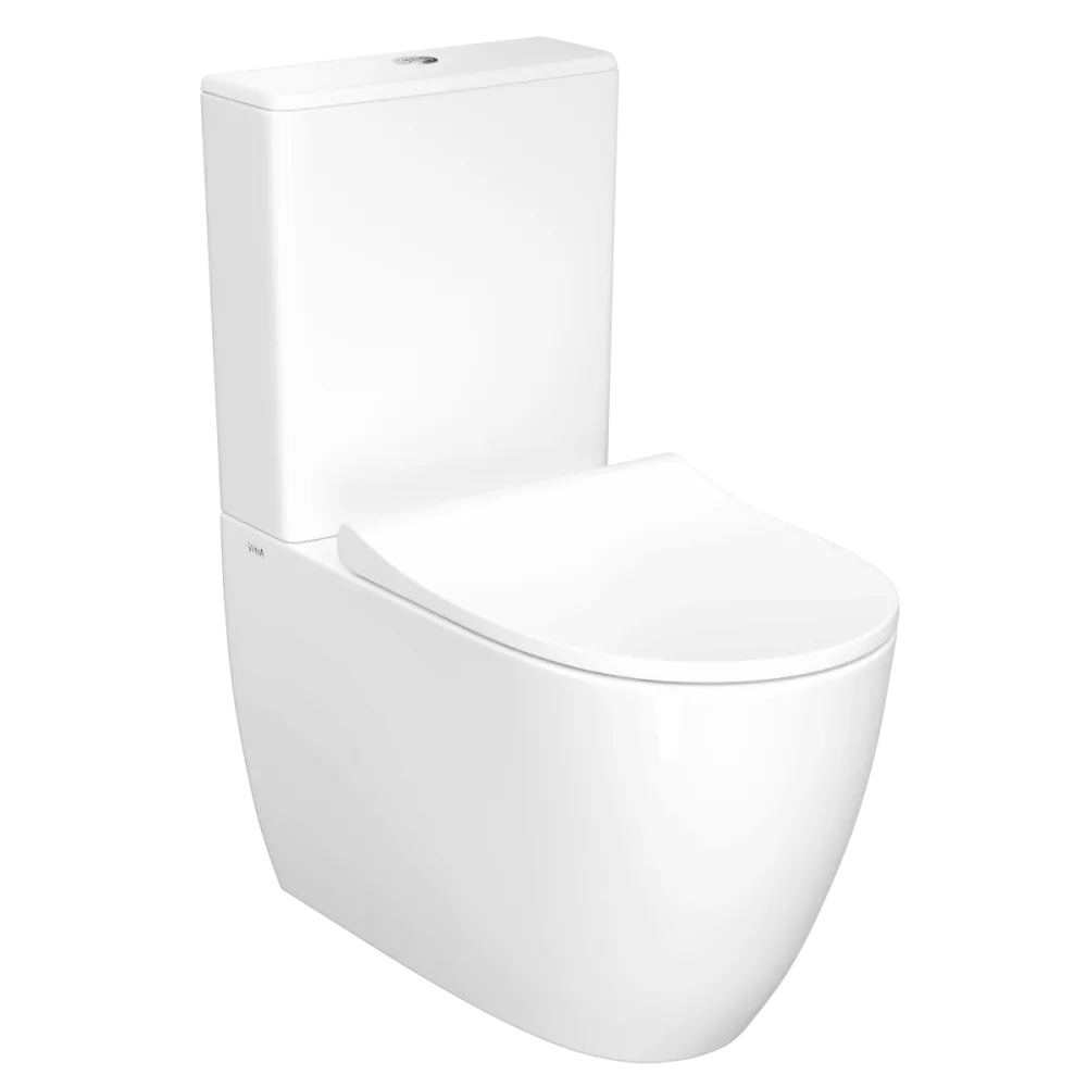 Унитаз-компакт напольный VitrA Sento, с сиденьем микролифт, белый, санитарный фарфор, антибактериальное покрытие Hygiene, белый