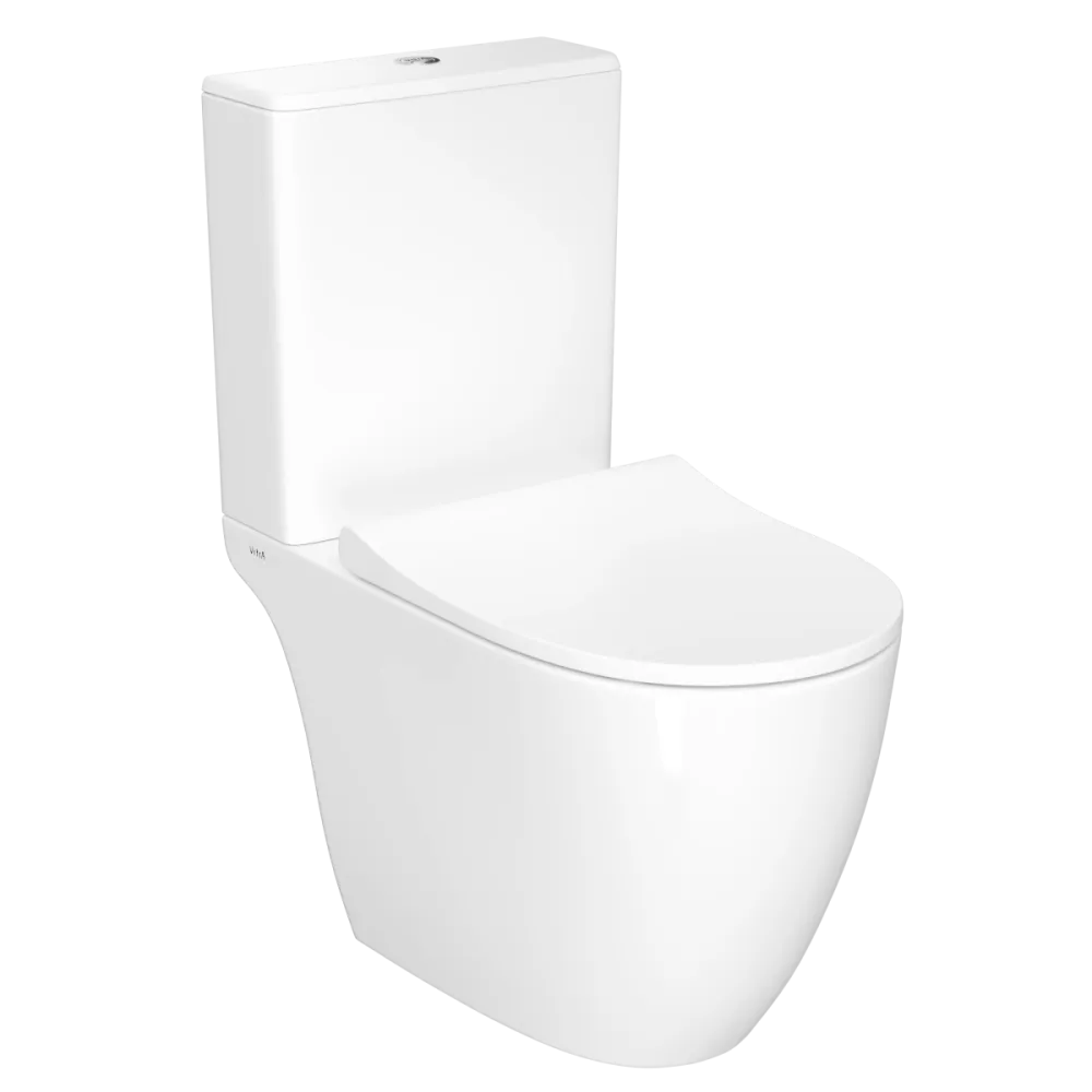 Унитаз-компакт напольный VitrA Sento, с сиденьем микролифт, белый, санитарный фарфор, антибактериальное покрытие Hygiene, белый