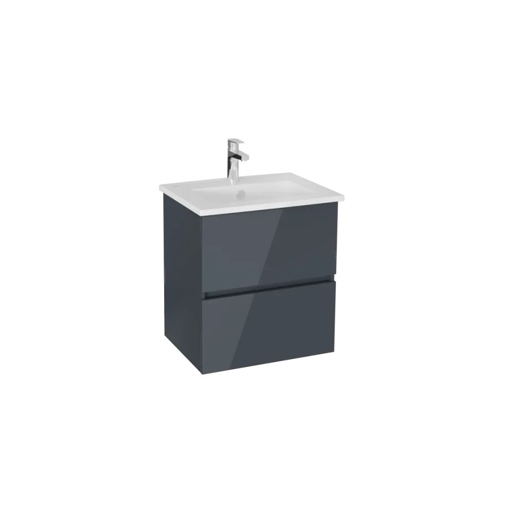 Тумба с раковиной для ванной VitrA Mia Plus Square, 60 см, антрацит глянец МДФ