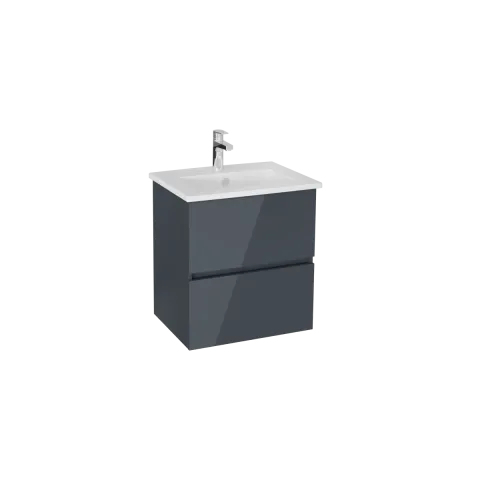 Тумба с раковиной для ванной VitrA Mia Plus Square, 60 см, антрацит глянец МДФ