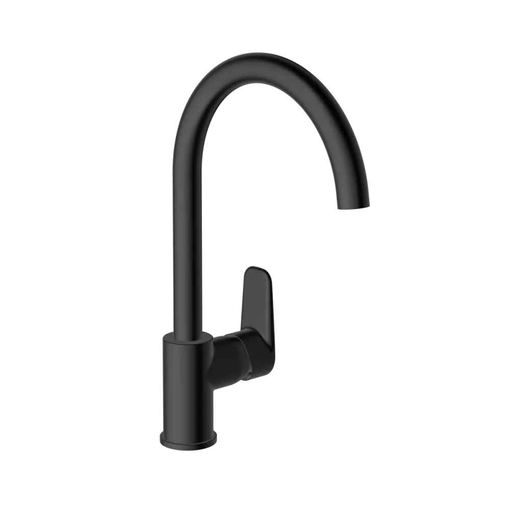 Смеситель для кухни VitrA Flow Soft, с поворотным изливом, однорычажный, чёрный матовый