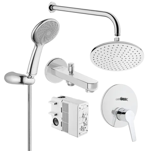 Набор встроенной душевой системы VitrA Solid S на 3 направления, хром
