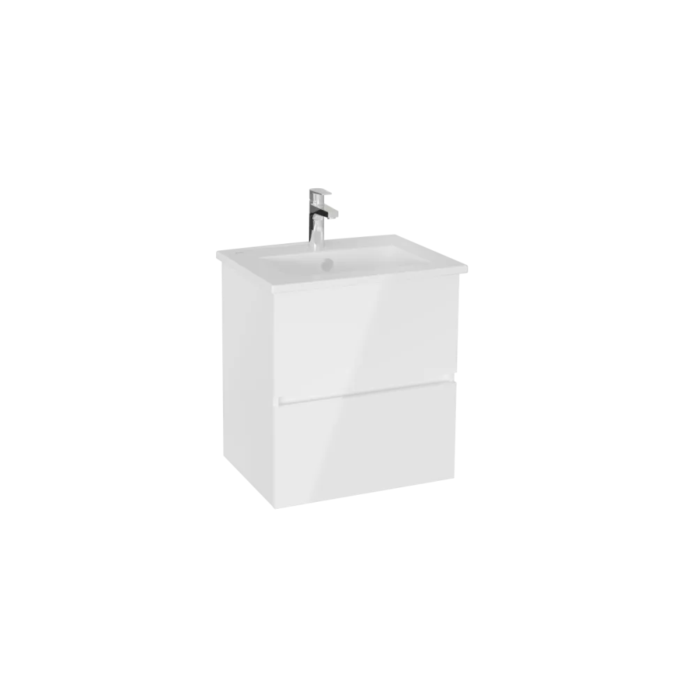 Тумба с раковиной для ванной VitrA Mia Plus Square, 60 см, глянцевая, белая ДСП