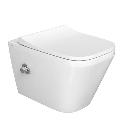Подвесной унитаз VitrA Integra Square, безободковый, Rim-ex, белый, санитарный фарфор, антибактериальное покрытие Hygiene, белый