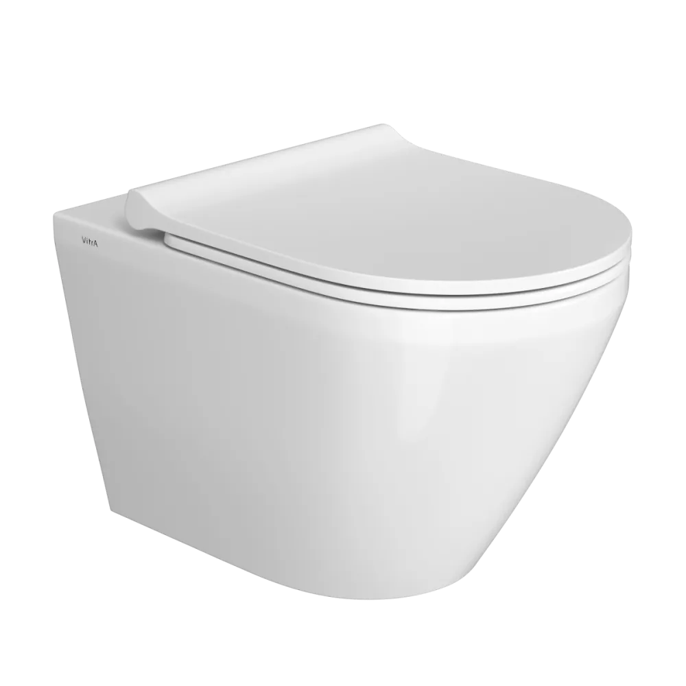 Подвесной унитаз VitrA Integra Round, безободковый, Rim-ex, белый, санитарный фарфор, антибактериальное покрытие Hygiene, белый