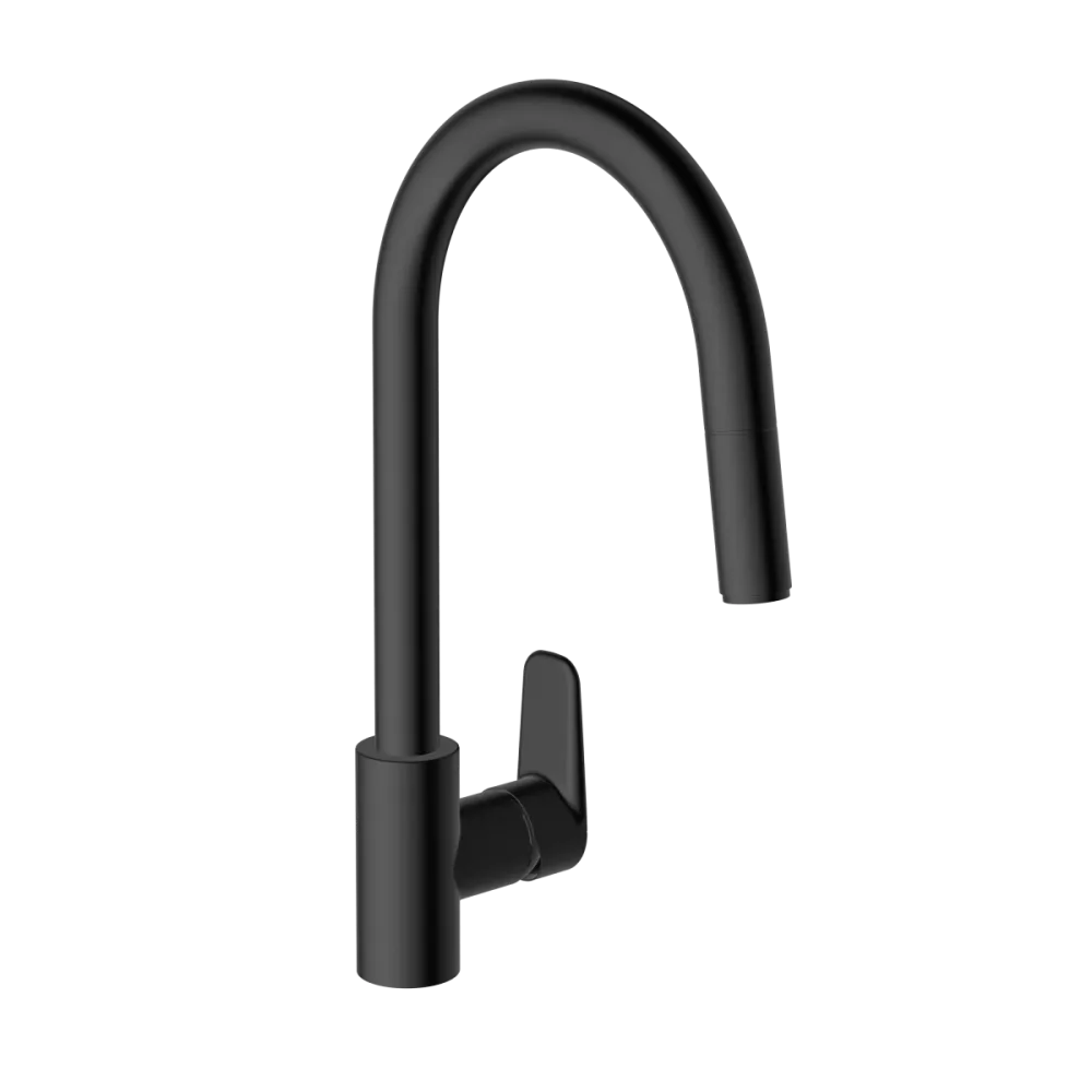 Смеситель для кухни VitrA Flow Soft, с поворотным изливом, однорычажный, чёрный матовый