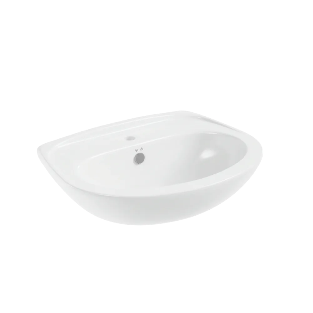 Раковина накладная VitrA Normus 55 см, в комплекте с пьедесталом, 55 x 42 см, белая, антибактериальное покрытие Hygiene, белый