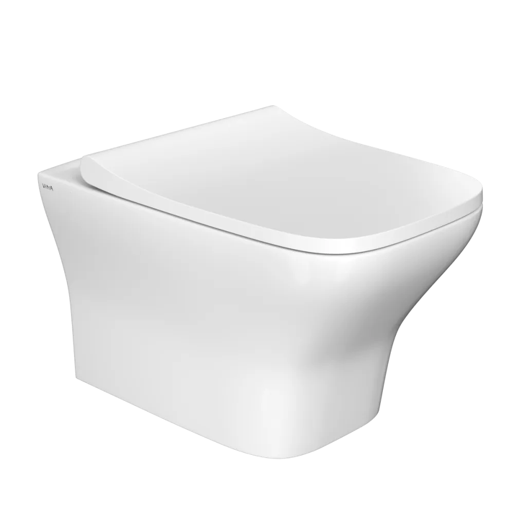 Подвесной унитаз VitrA Zentrum Square, безободковый SmoothFlush, белый, санитарный фарфор, антибактериальное покрытие Hygiene, белый
