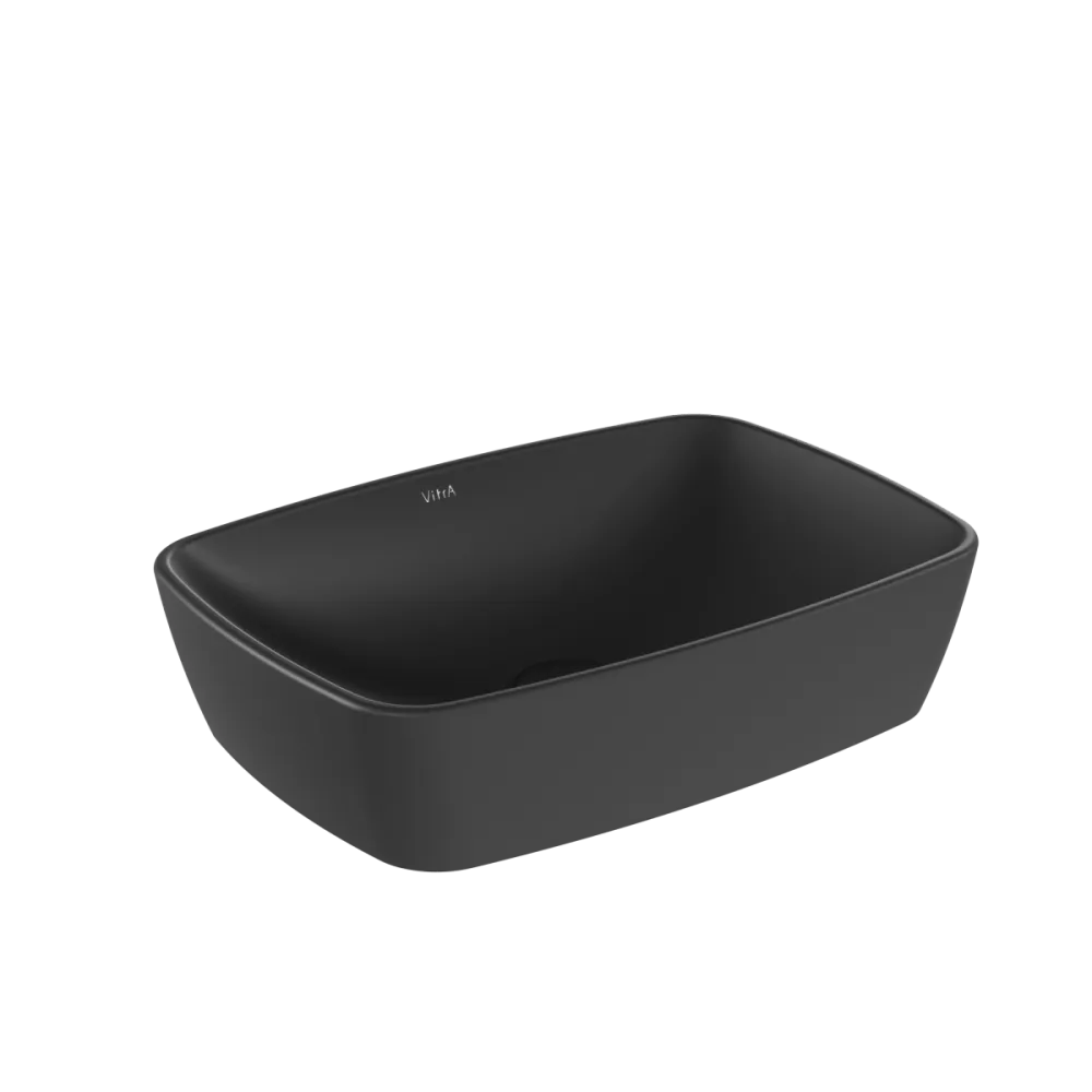 Раковина чаша VitrA Shift, 55 x 38 см, накладная, черная, антибактериальное покрытие Hygiene, чёрный матовый