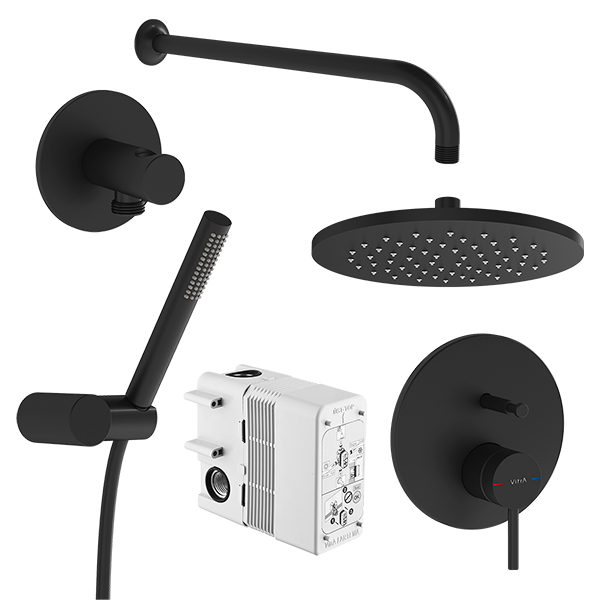Набор встроенной душевой системы VitrA Origin на 2 направления, чёрный матовый