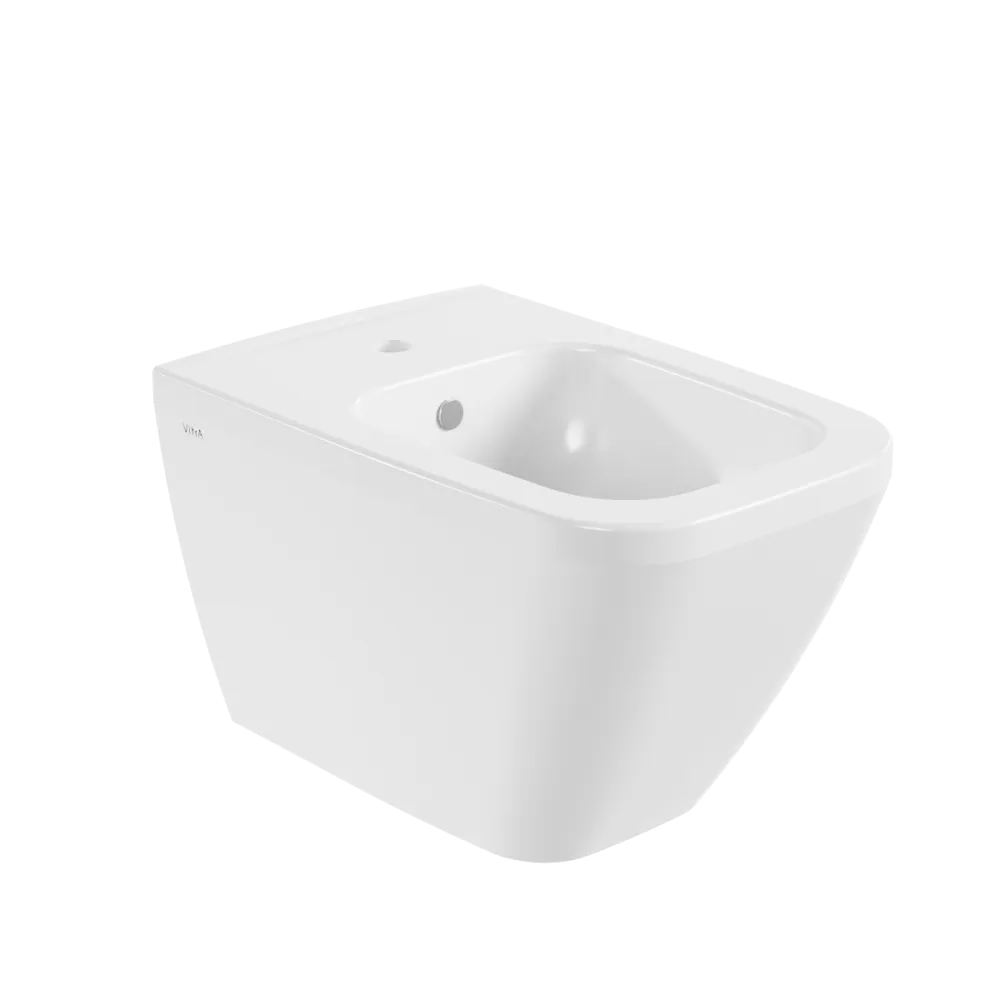 Биде VitrA Integra Square, подвесное, белое, с отверстием под смеситель, покрытие Hygiene, белый